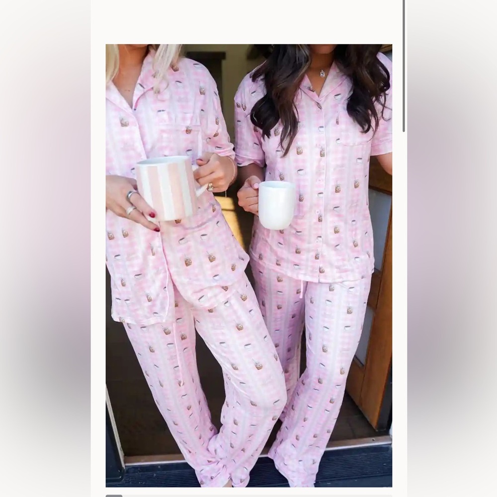 Kenz Kustomz Pink coffee lover Pajama Set NWT